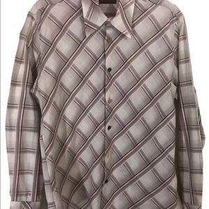 Ben Sherman Long Sleeve Brown Plaid Collared Shirt
